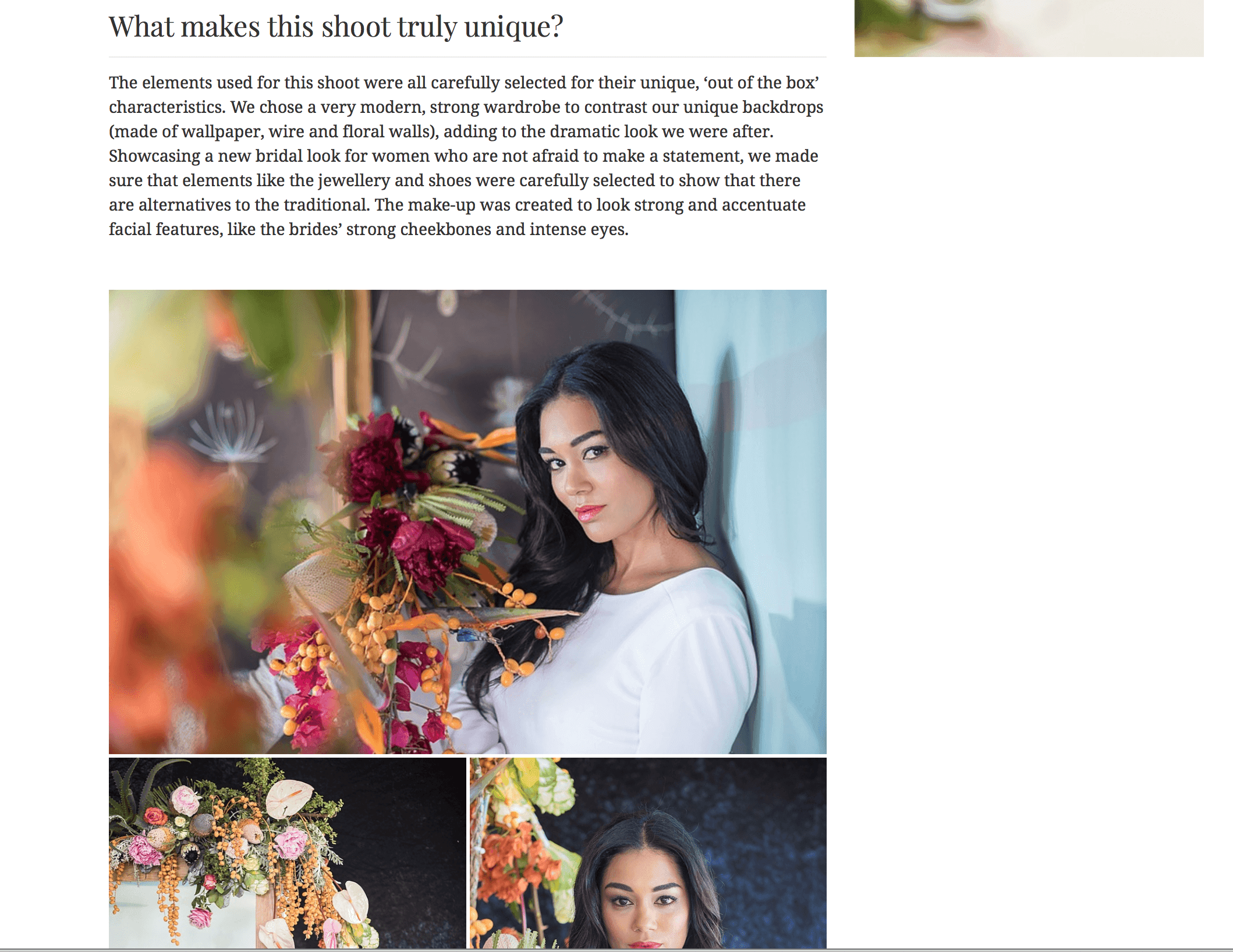 Bridal editorial spread with floral arrangements — wedding editorial photography in Cape Town